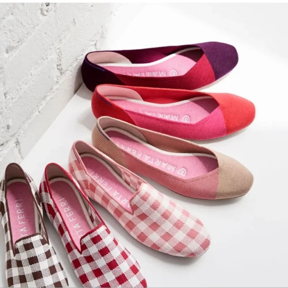 Rothy's Marta Ferri Red and Purple Flats